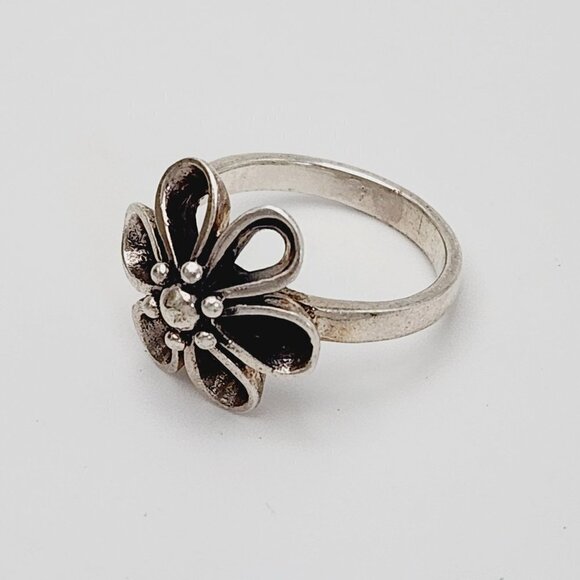 Simple Minimalist Flower Cutout Daisy Floral 925 Sterling Silver Ring Sz. 6.75 - Picture 4 of 6